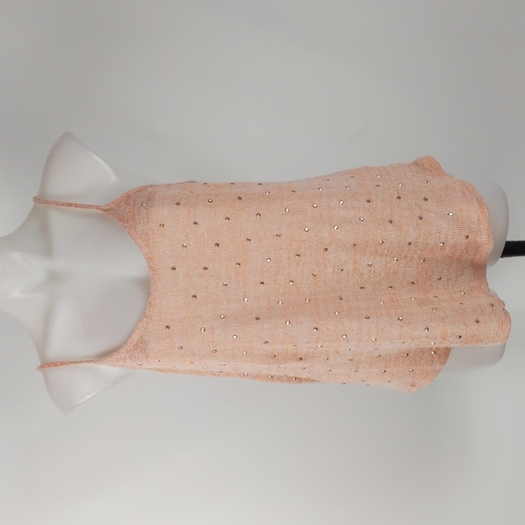 Crossroads Women's Top Size Large Orange Sleeveless Knit Round Hem Diamantes - Picture 2 of 14